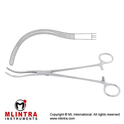 Stille Kidney Pedicle Clamp Curved - Grooved Stainless Steel, 23 cm - 9"